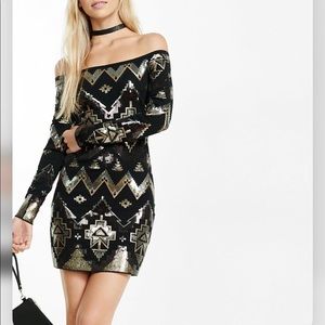 Express NWT  black n silver/bronze dress size M